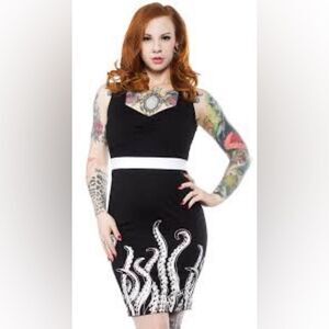 Sourpuss Black and White Sheath Dress Sleeveless Cocktail
